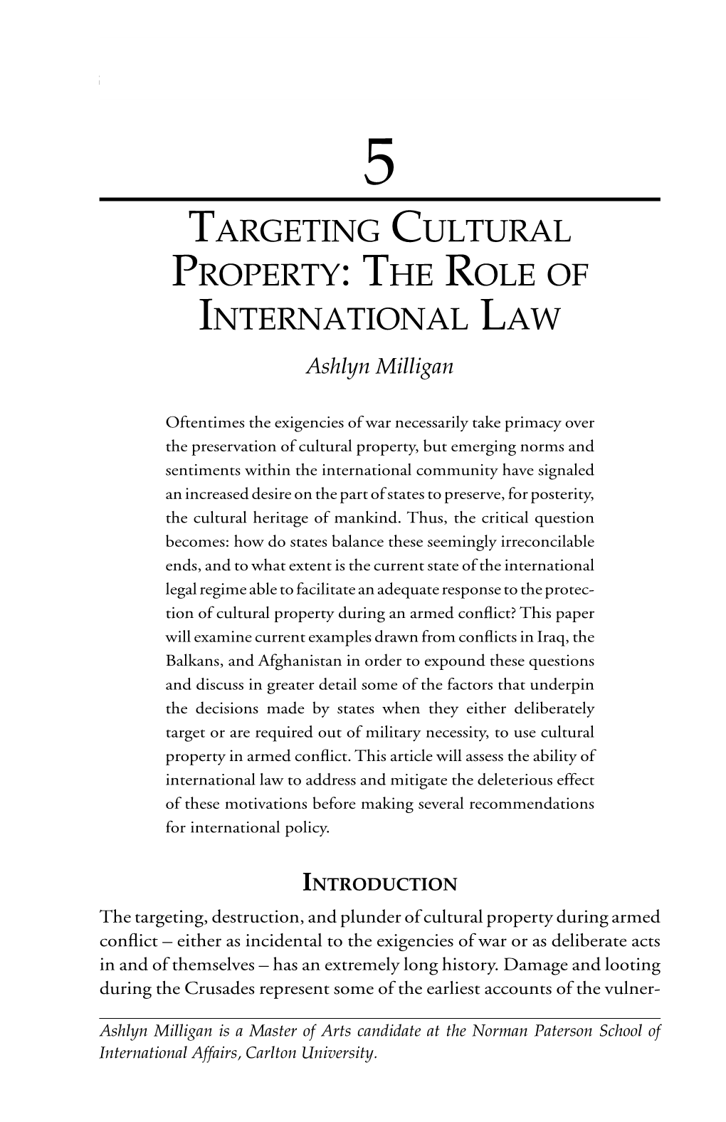 Targeting Cultural Property: the Role Of