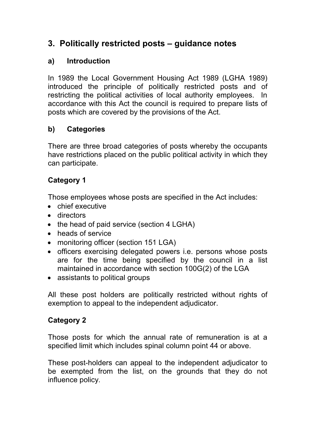 3. Politically Restricted Posts Guidance Notes