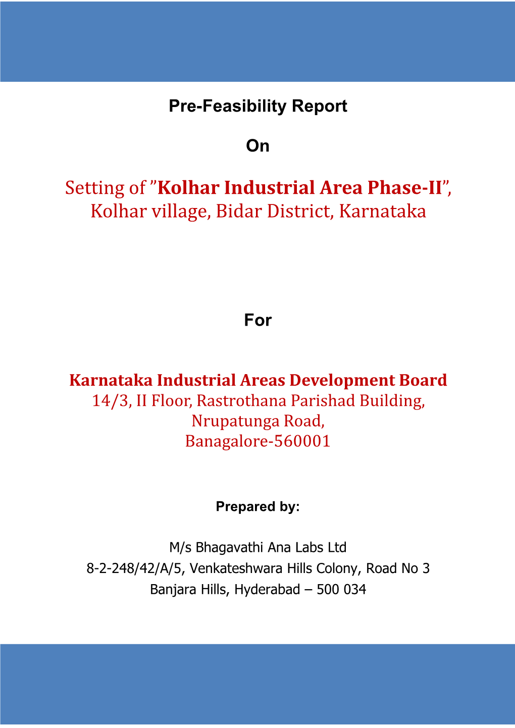 Kolhar Industrial Area Phase-II”, Kolhar Village, Bidar District, Karnataka