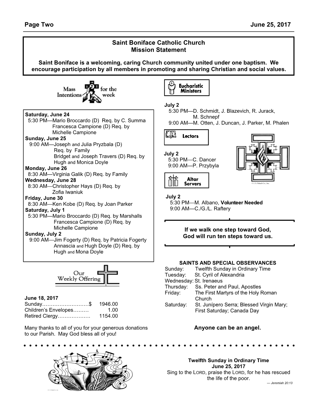 Saint Boniface Catholic Church Mission Statement Page Two June