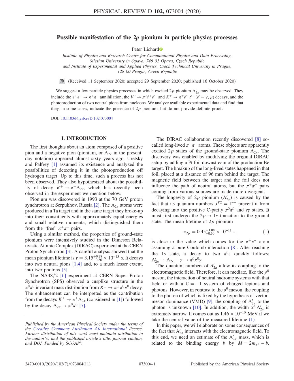 Possible Manifestation of the 2P Pionium in Particle Physics Processes