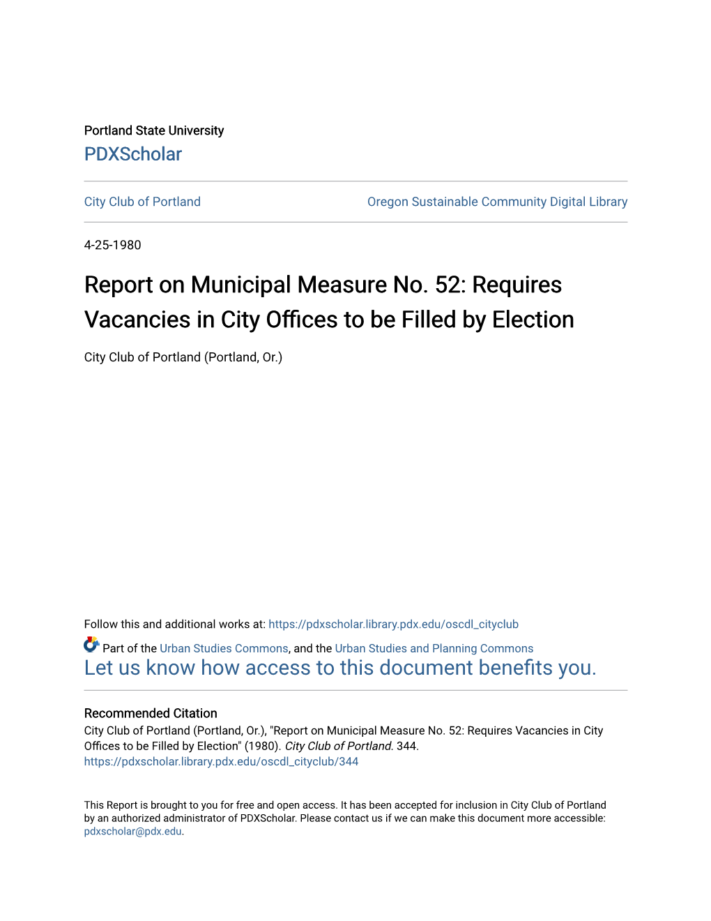 Requires Vacancies in City Offices to Be Filled by Election