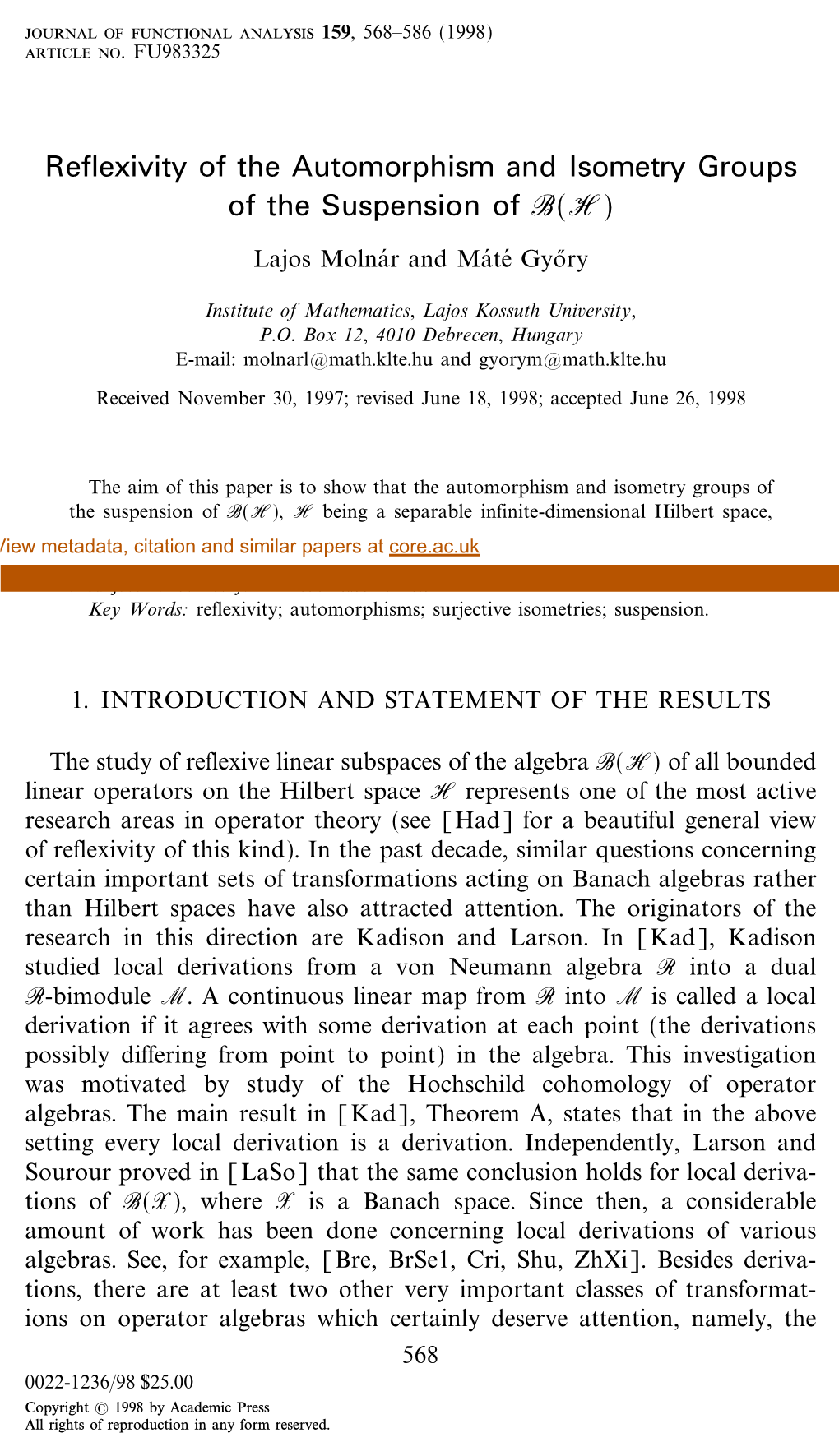 Reflexivity of the Automorphism and Isometry Groups of the Suspension of B(H)