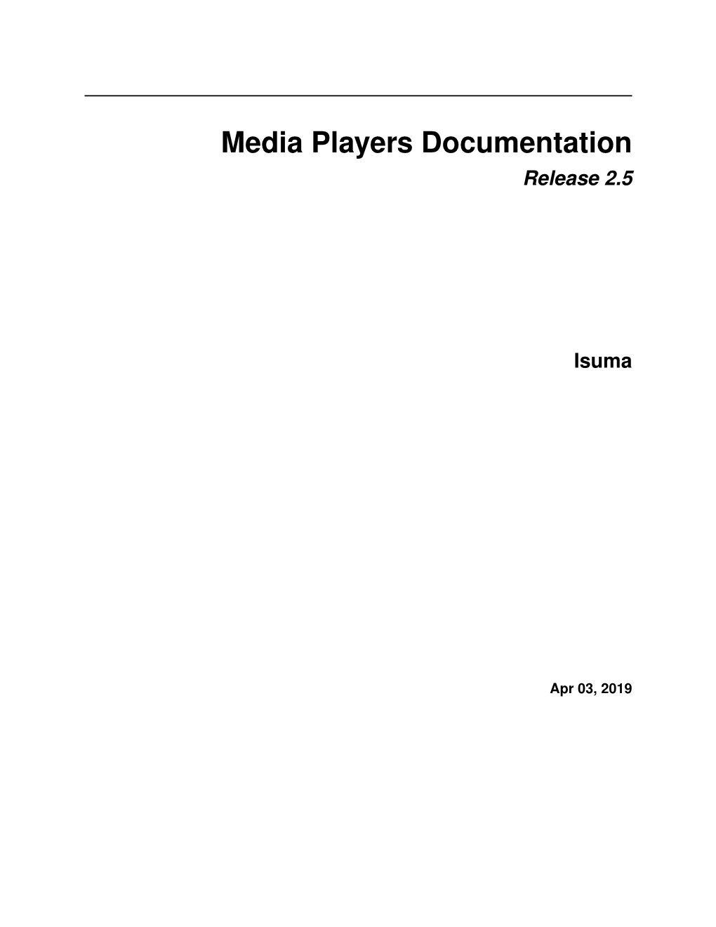 Media Players Documentation Release 2.5