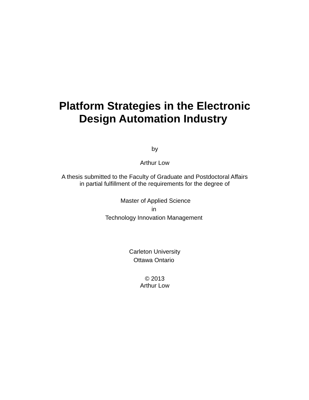 Platform Strategies in the Electronic Design Automation Industry