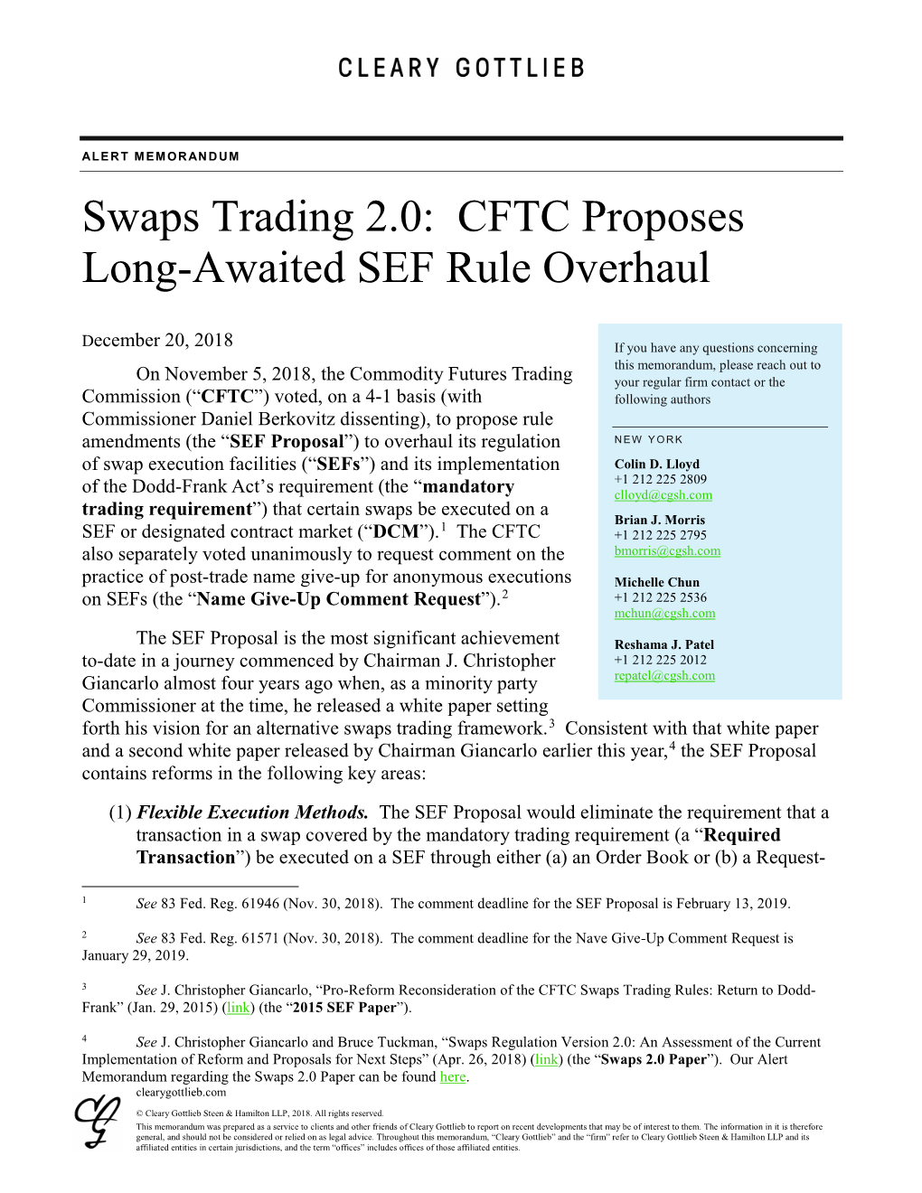 Swaps Trading 2.0: CFTC Proposes Long-Awaited SEF Rule Overhaul