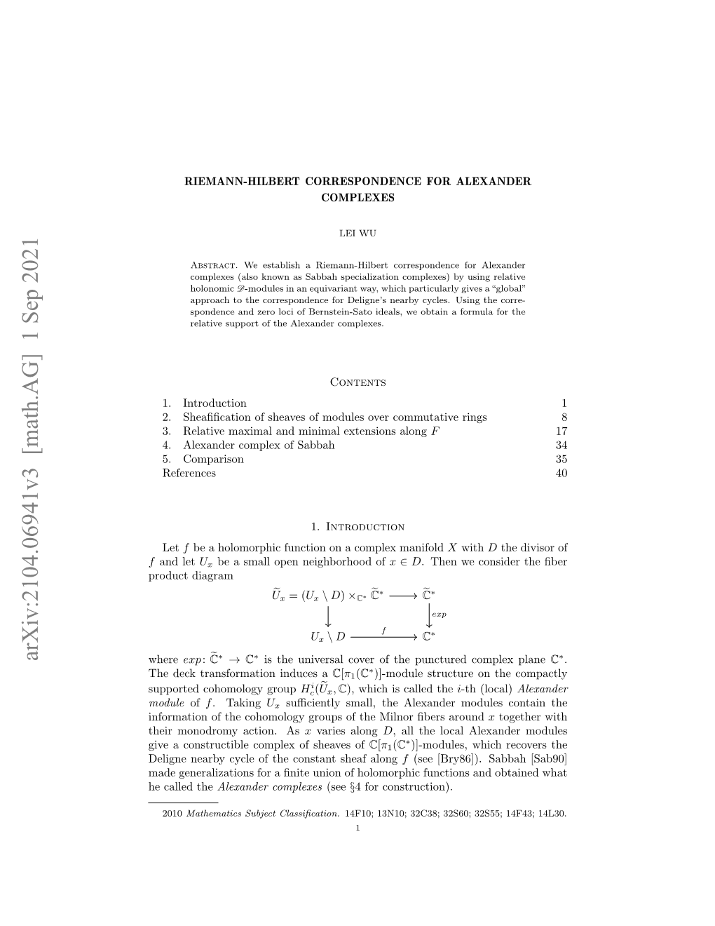 Arxiv:2104.06941V2 [Math.AG] 26 May 2021