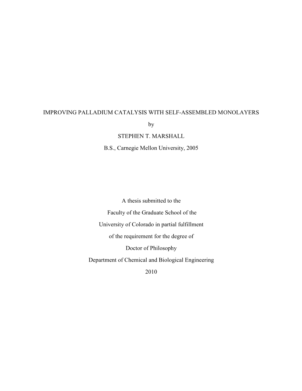 I IMPROVING PALLADIUM CATALYSIS with SELF