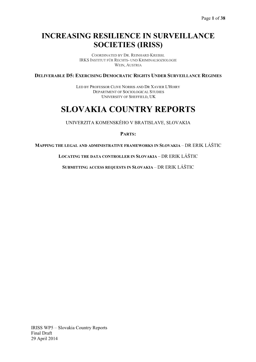 Slovakia Country Reports