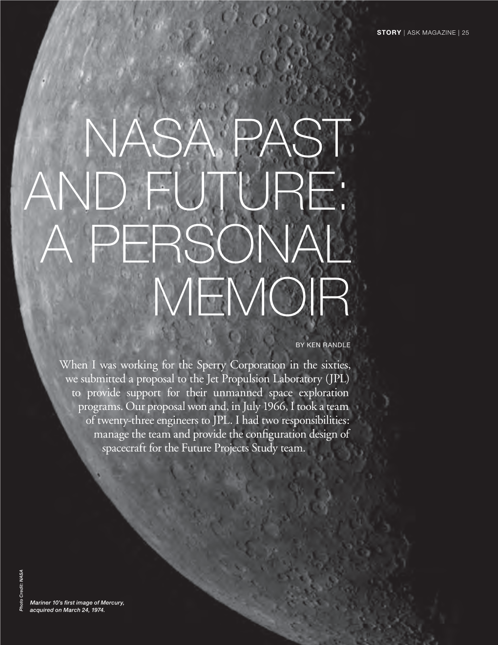 NASA PAST and Future: a Personal Memoir