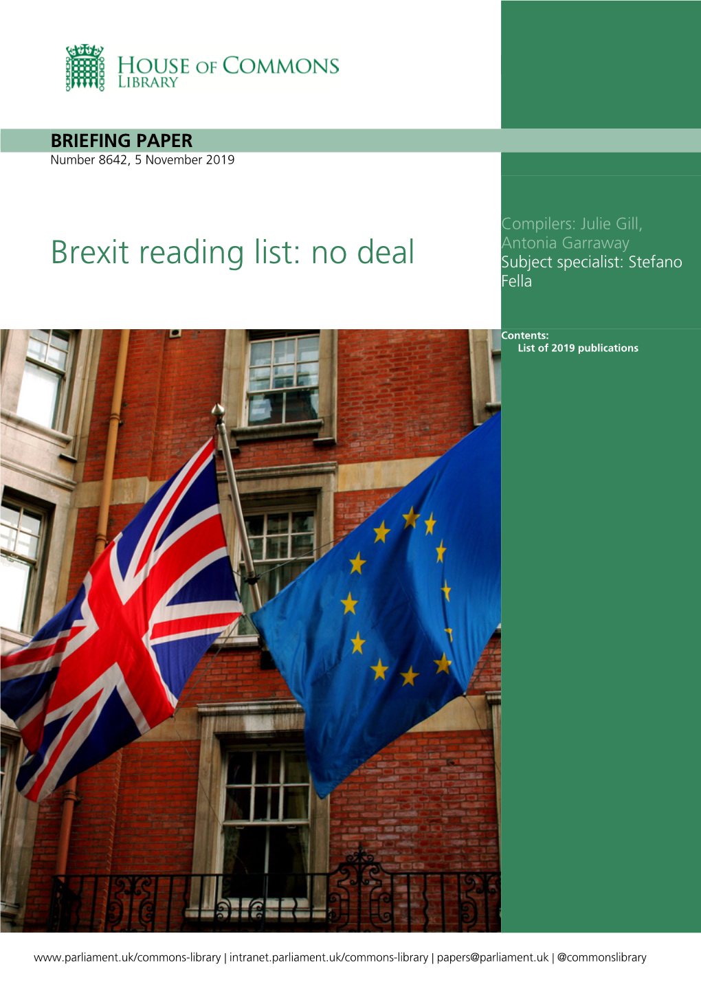 Brexit Reading List: No Deal Subject Specialist: Stefano Fella