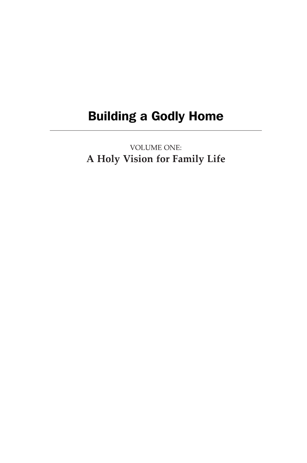 Building a Godly Home