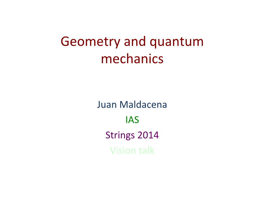 Geometry and Quantum Mechanics