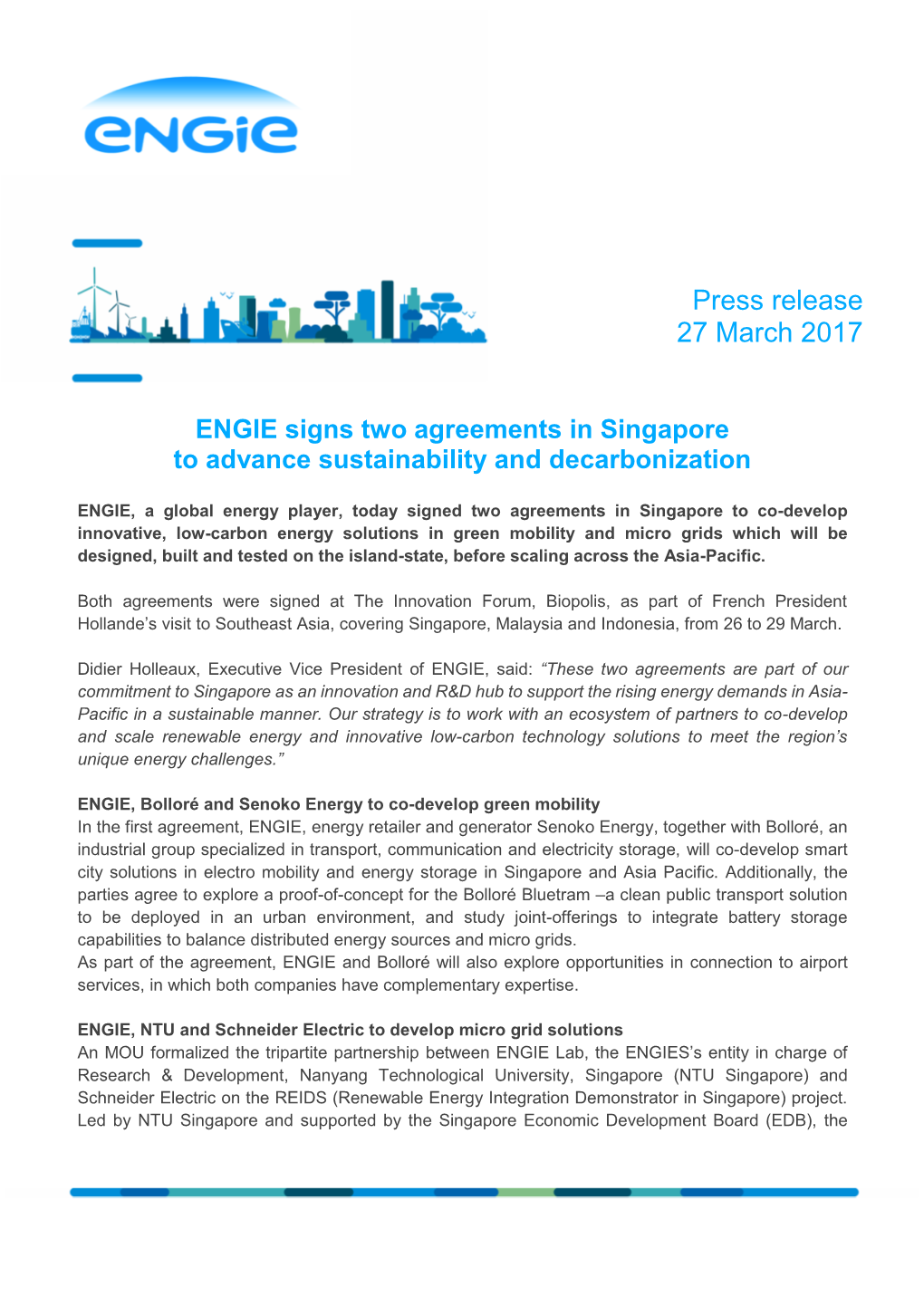 Press Release 27 March 2017