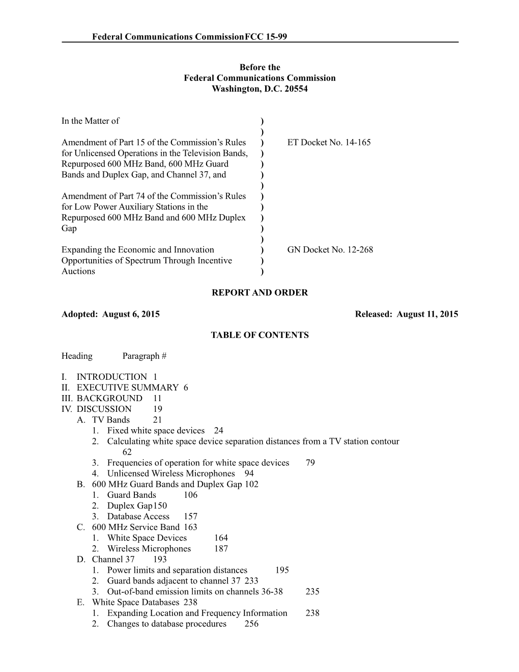 Federal Communications Commission FCC 15-99