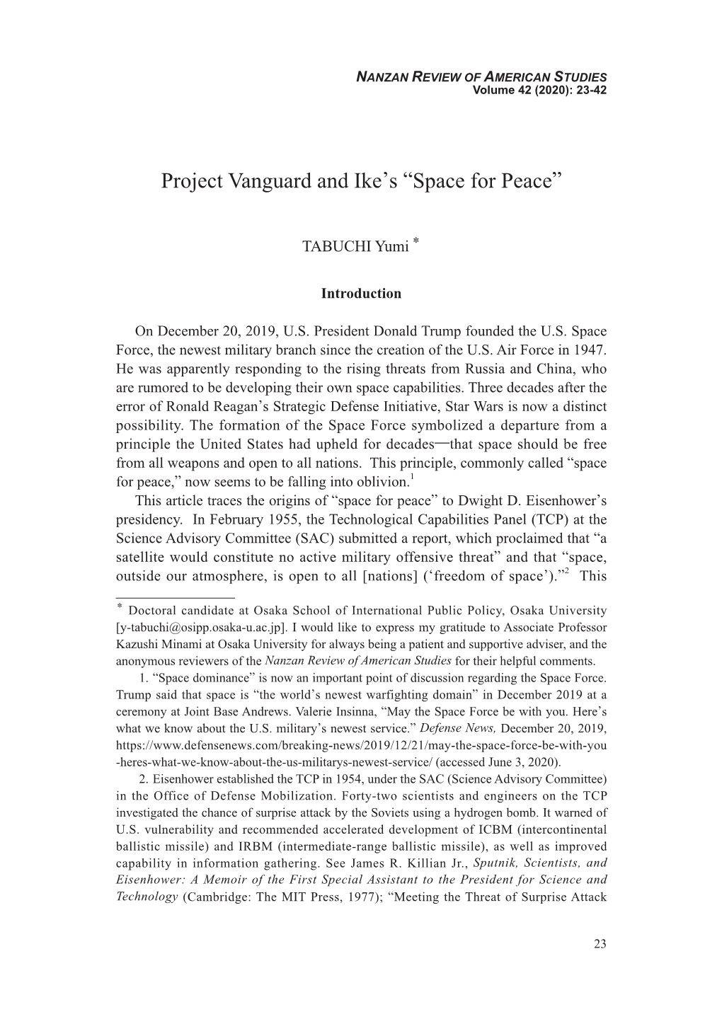 Project Vanguard and Ike's “Space for Peace”