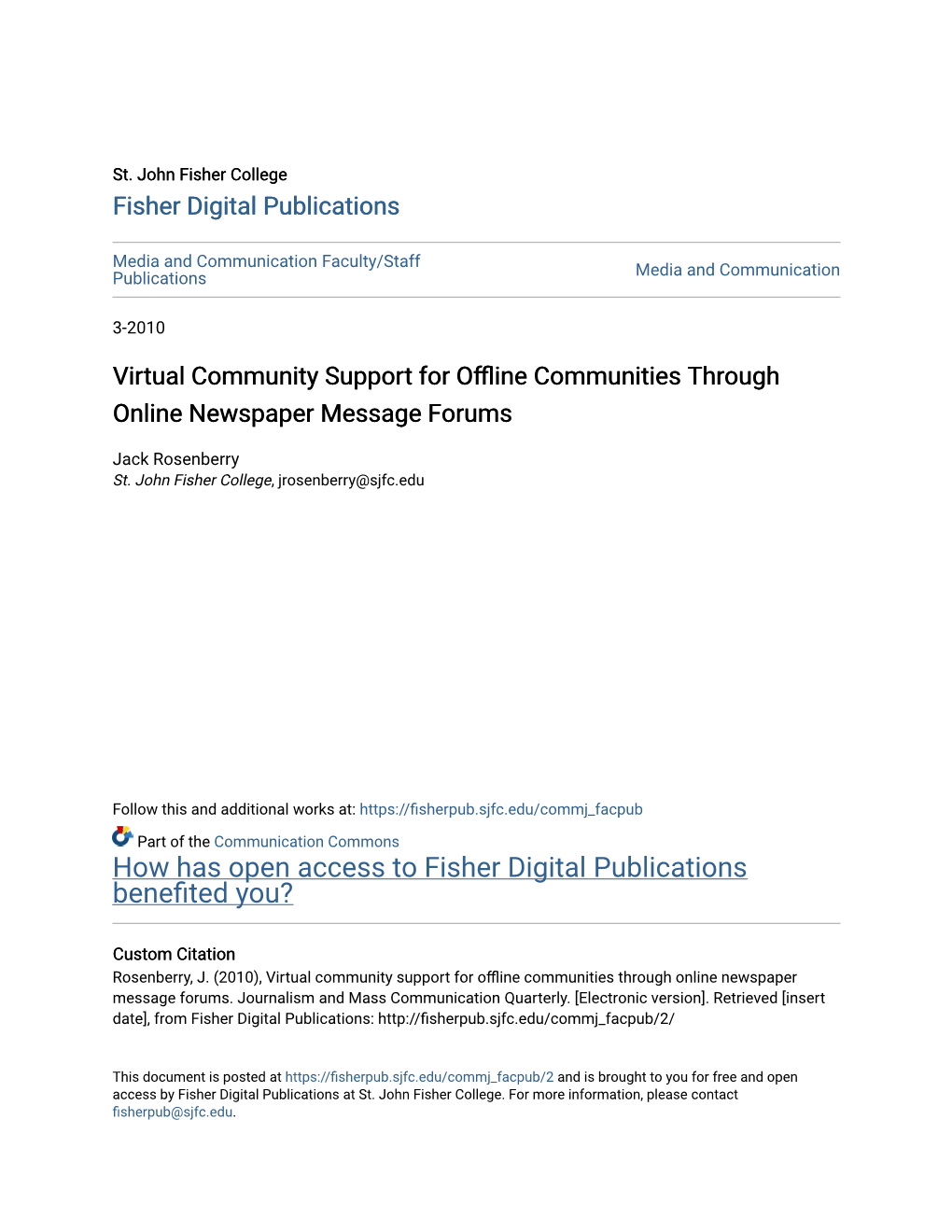 Virtual Community Support for Offline Communities Through Online Newspaper Message Forums