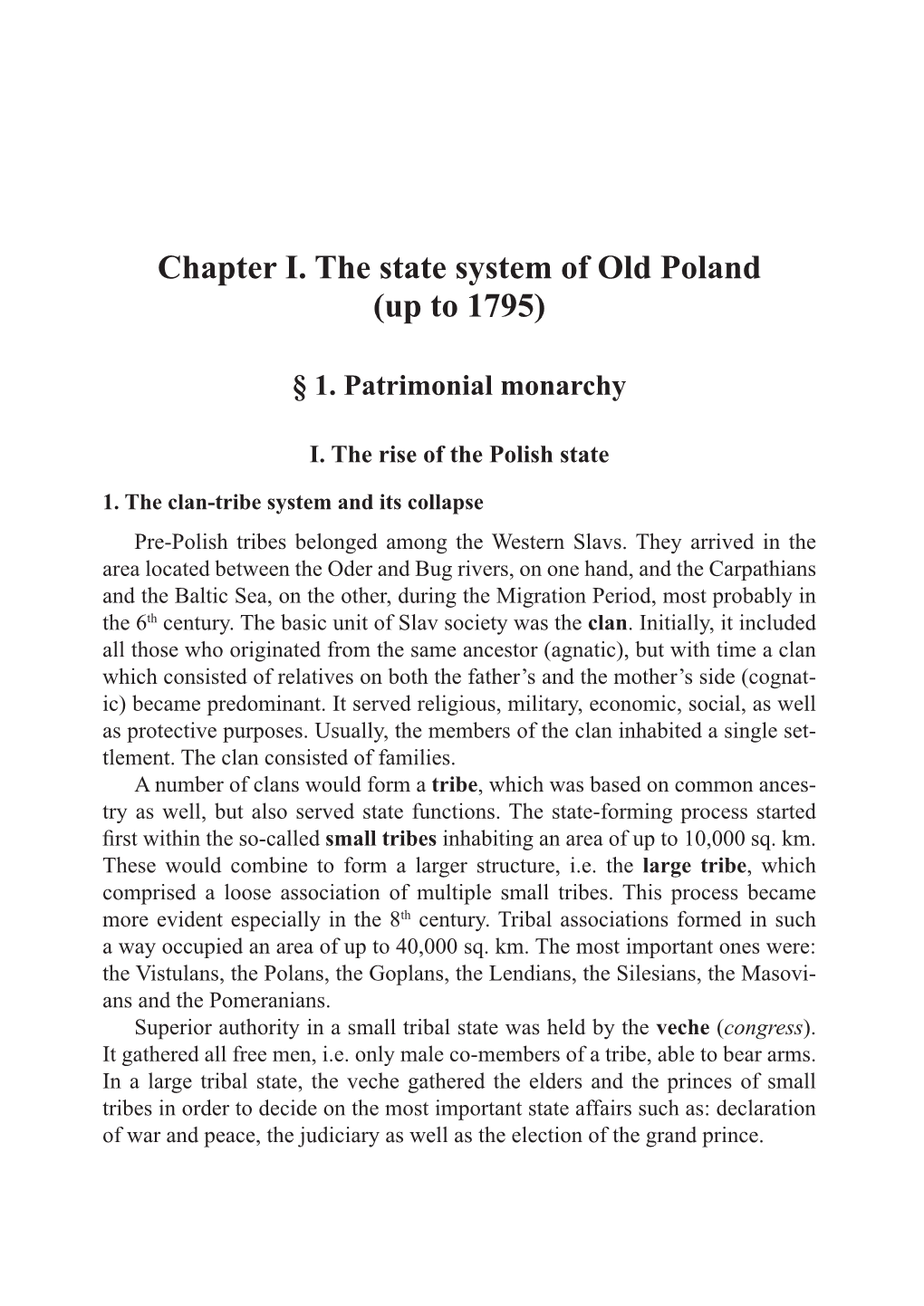 Chapter I. the State System of Old Poland (Up to 1795)