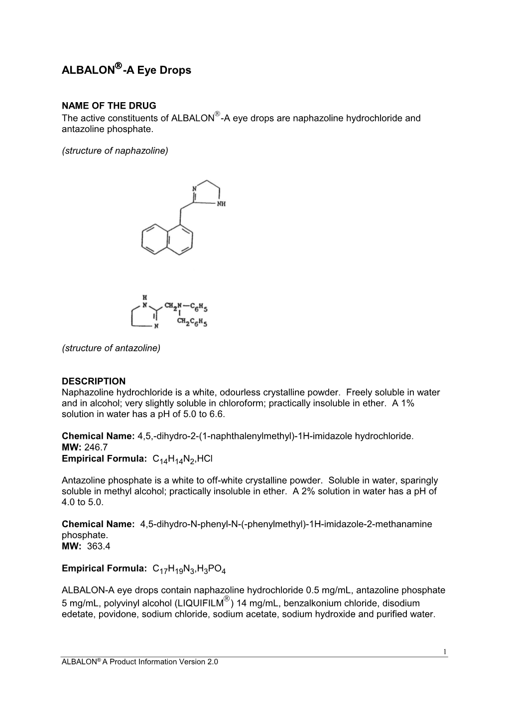 Albalon a Product Information