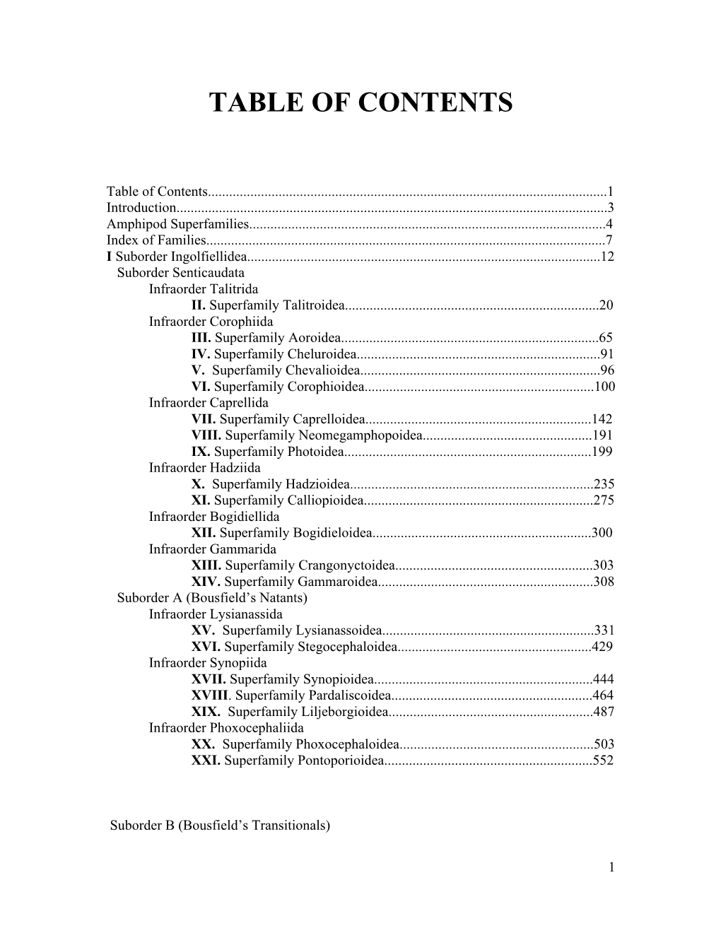 Table of Contents