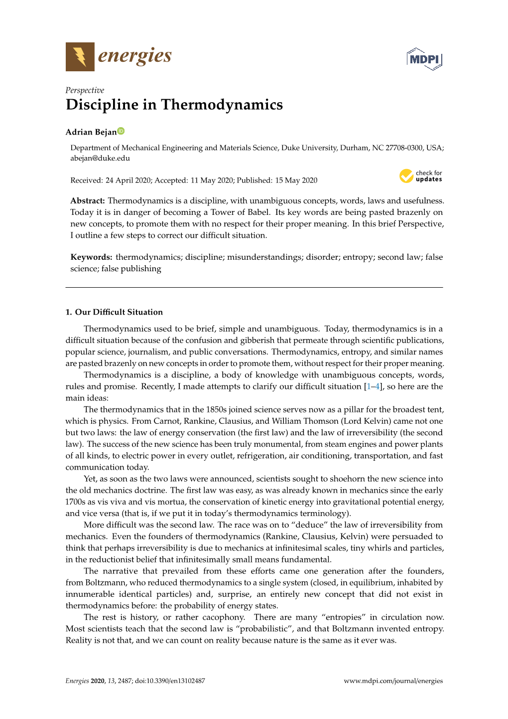 Discipline in Thermodynamics