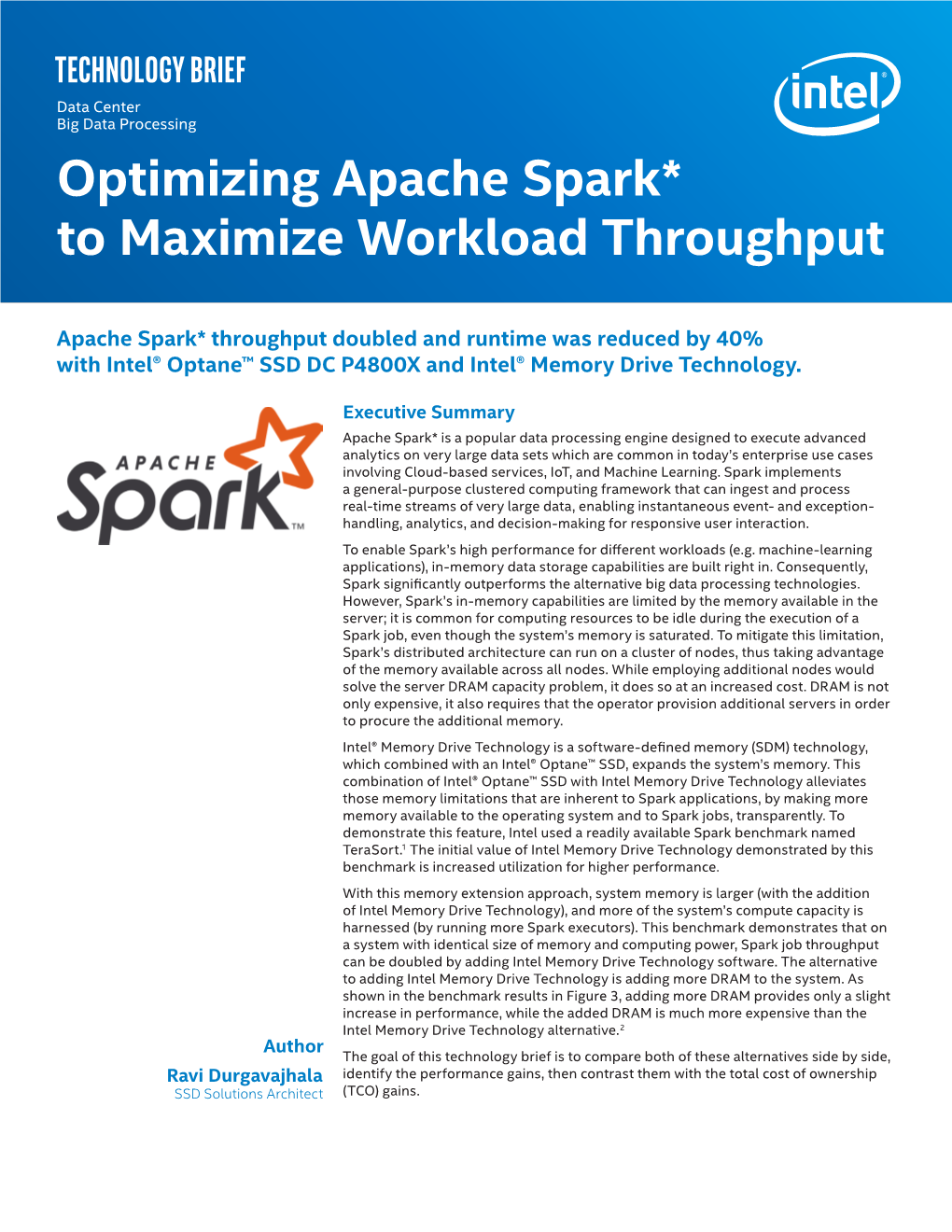 Optimizing Apache Spark* to Maximize Workload Throughput