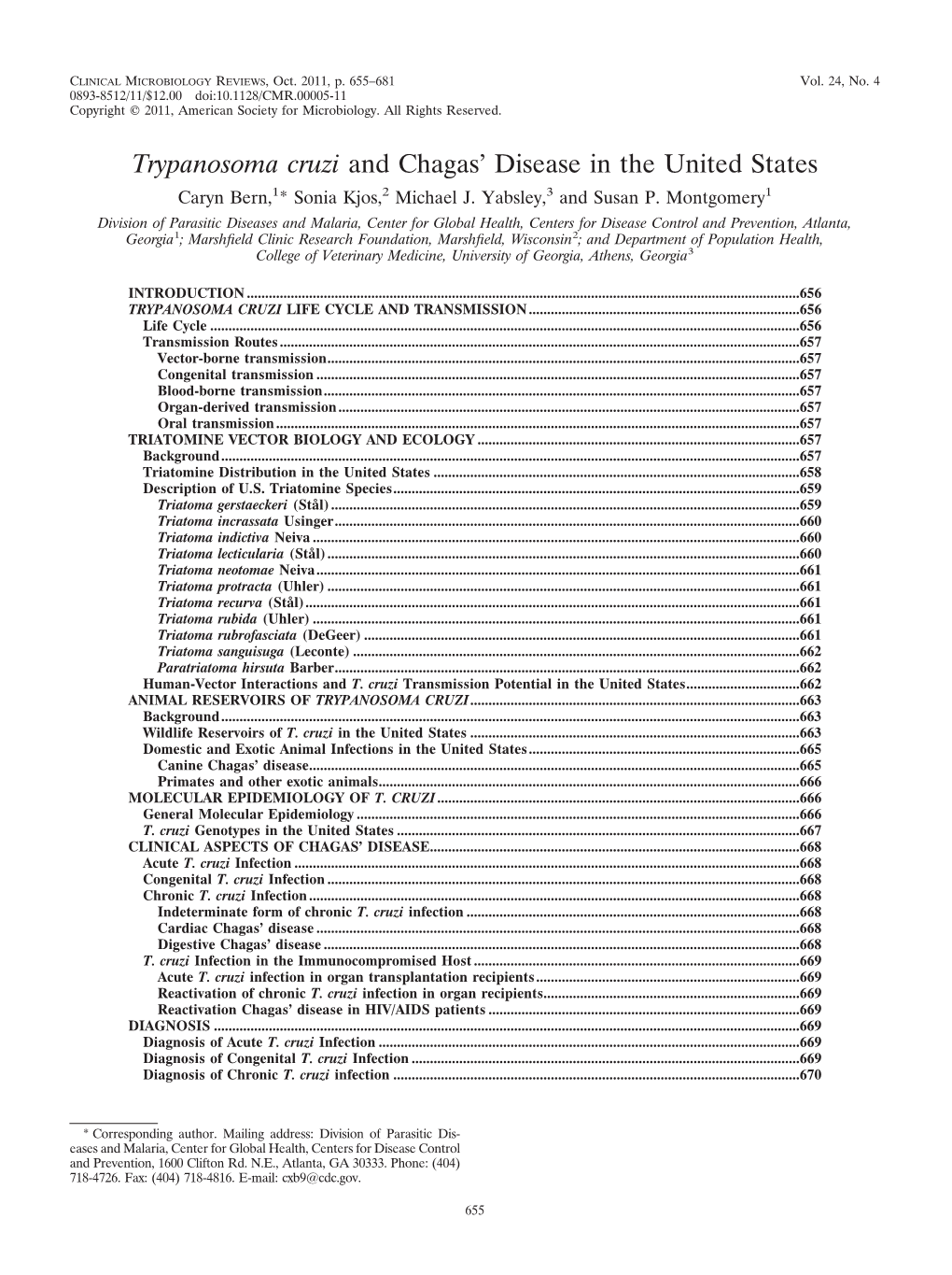 Trypanosoma Cruzi and Chagas' Disease in the United States