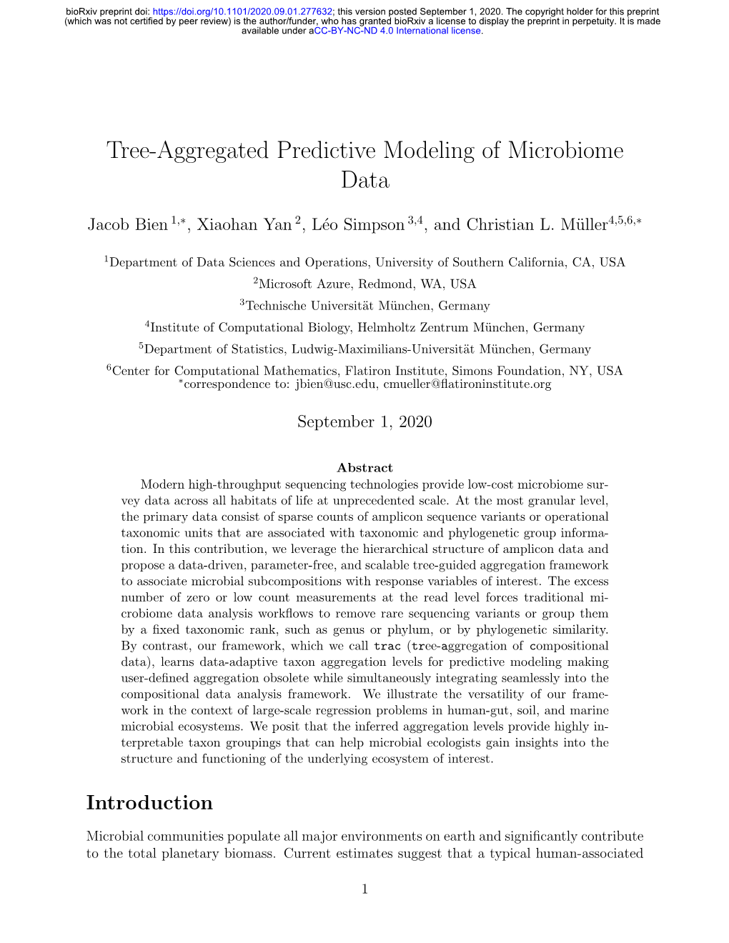 Tree-Aggregated Predictive Modeling of Microbiome Data