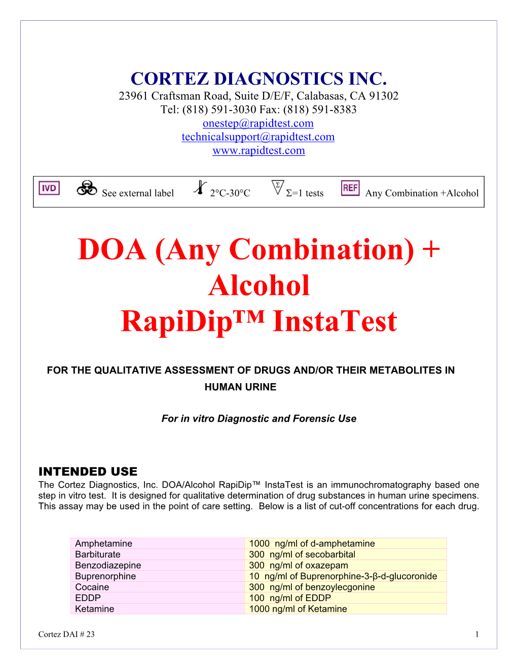 6-Panel Drug + Alcohol Rapid Test