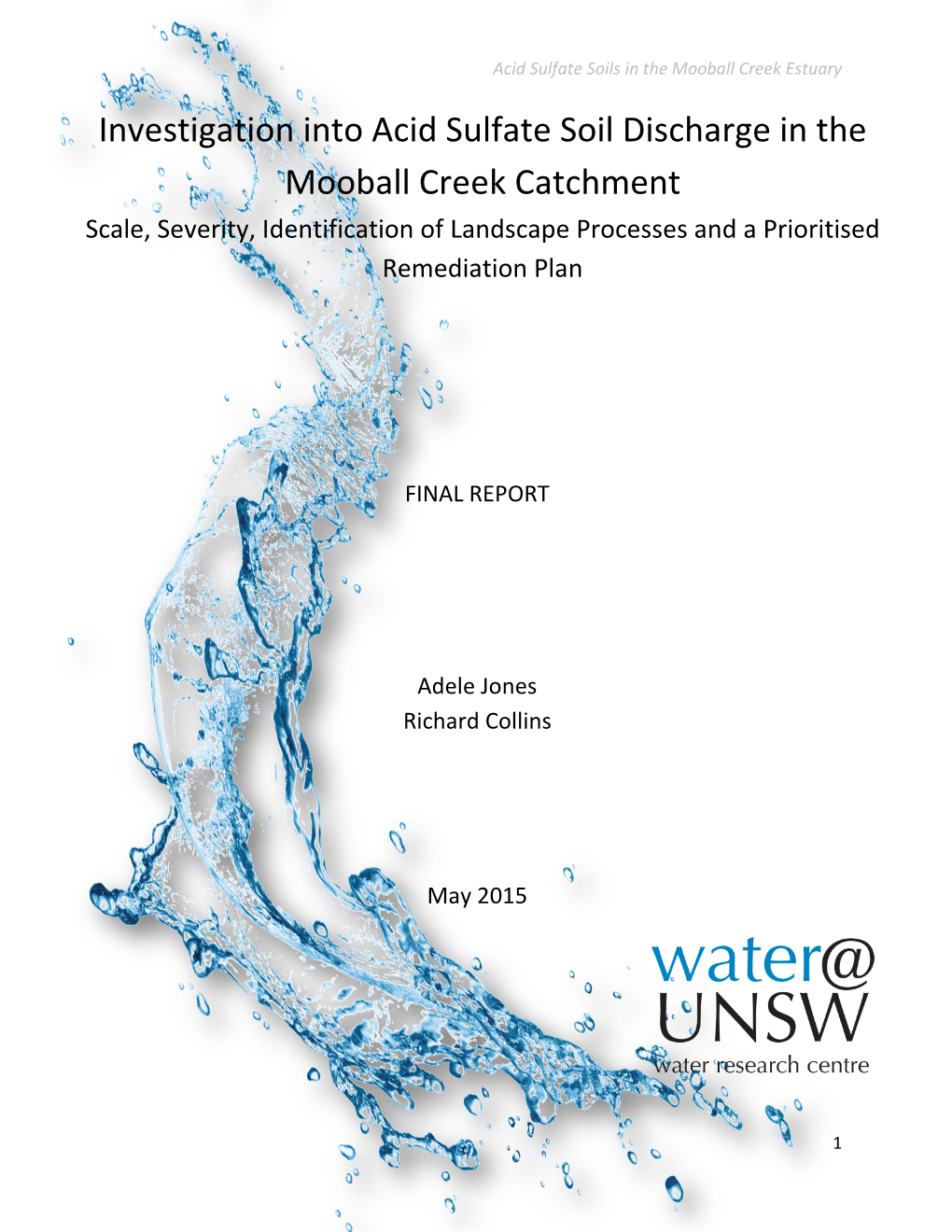 Investigation Into Acid Sulfate Soil Discharge in the Mooball Creek