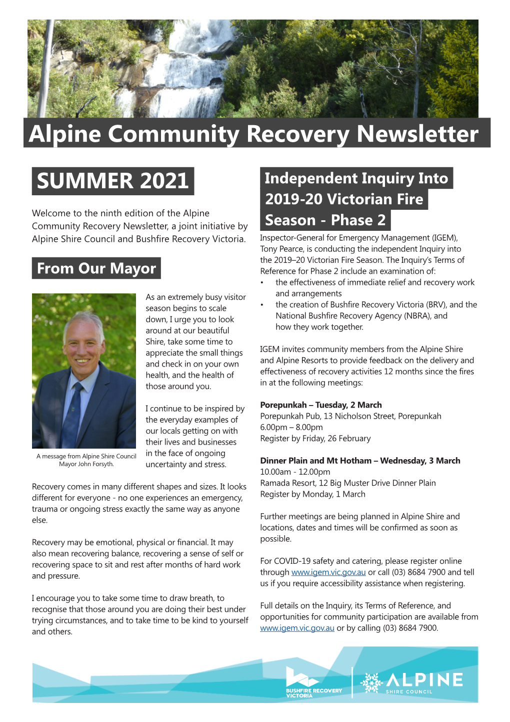 Alpine Community Recovery Newsletter