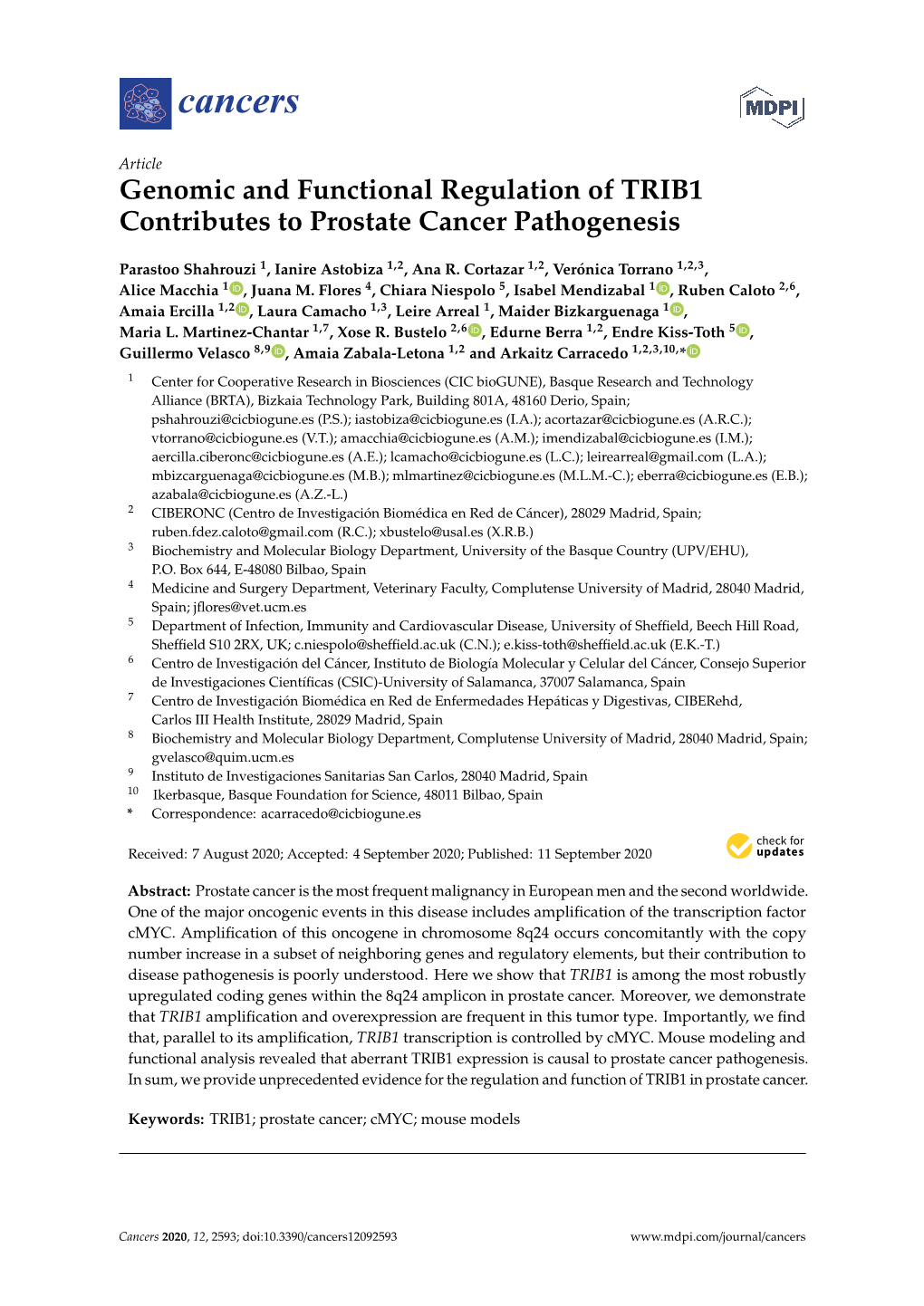 Genomic and Functional Regulation of TRIB1 Contributes to Prostate Cancer Pathogenesis