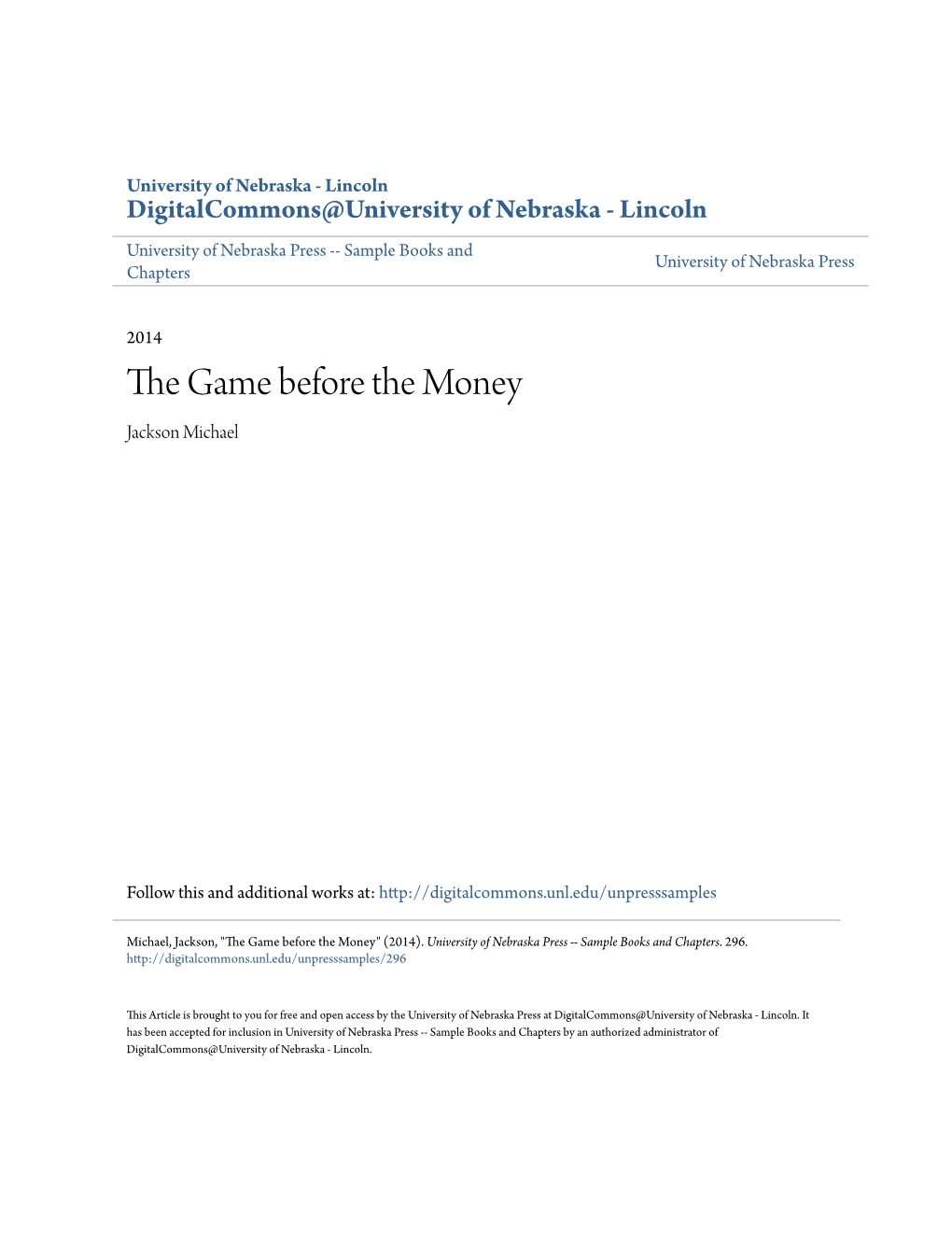 The Game Before the Money