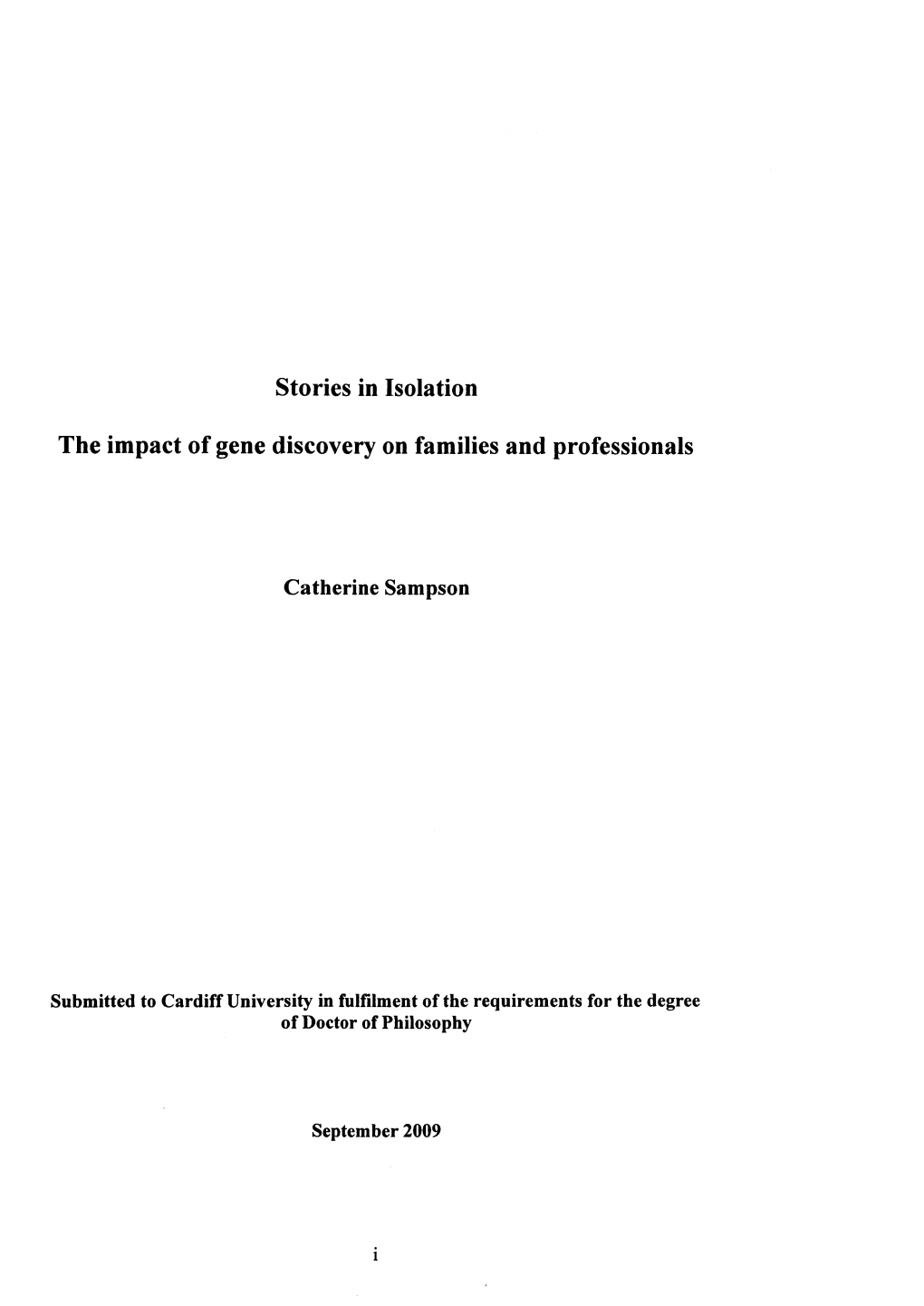 Stories in Isolation the Impact of Gene Discovery on Families And