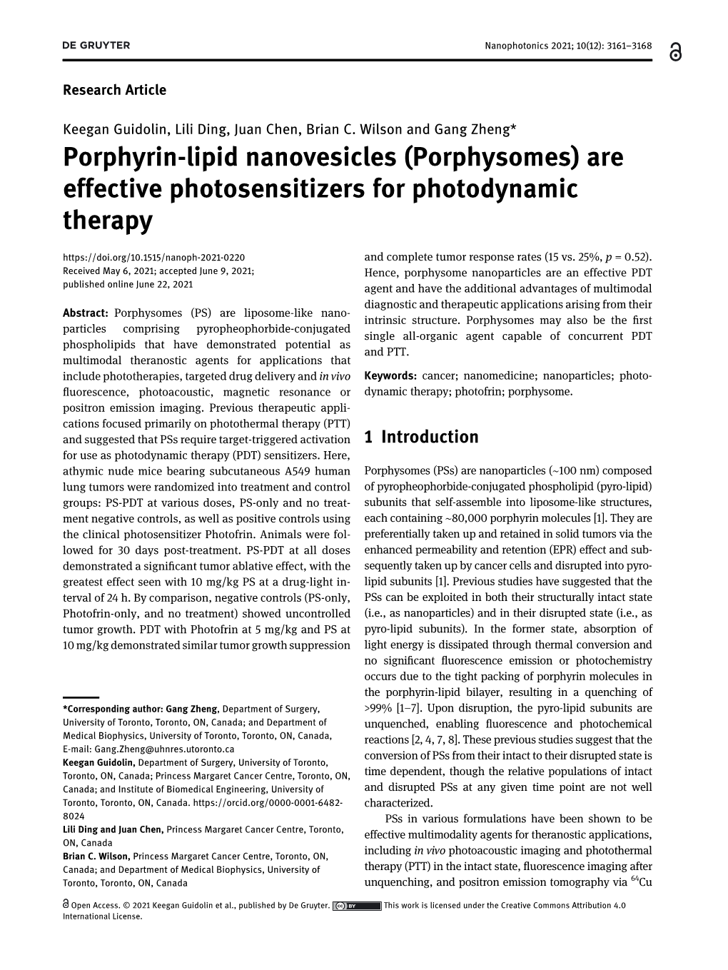 Porphyrin-Lipid Nanovesicles (Porphysomes) Are Effective