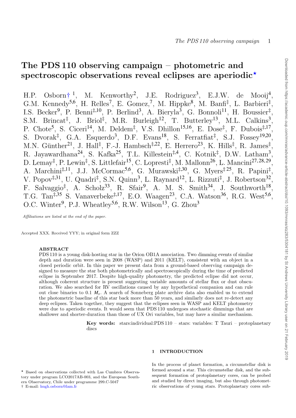 The PDS 110 Observing Campaign -- Photometric And