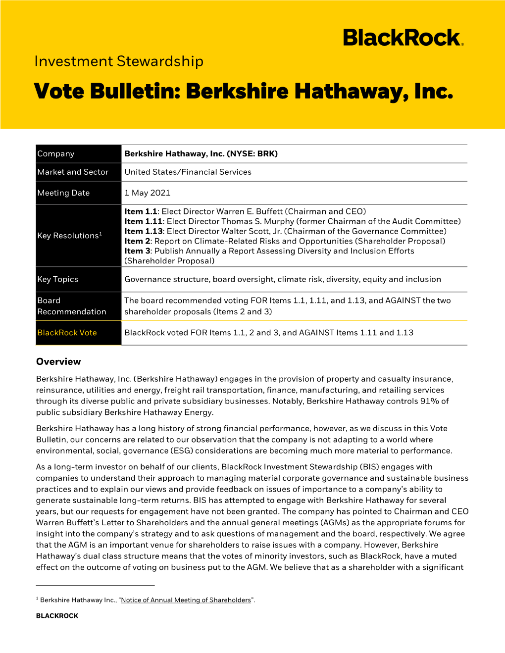 Berkshire Hathaway, Inc