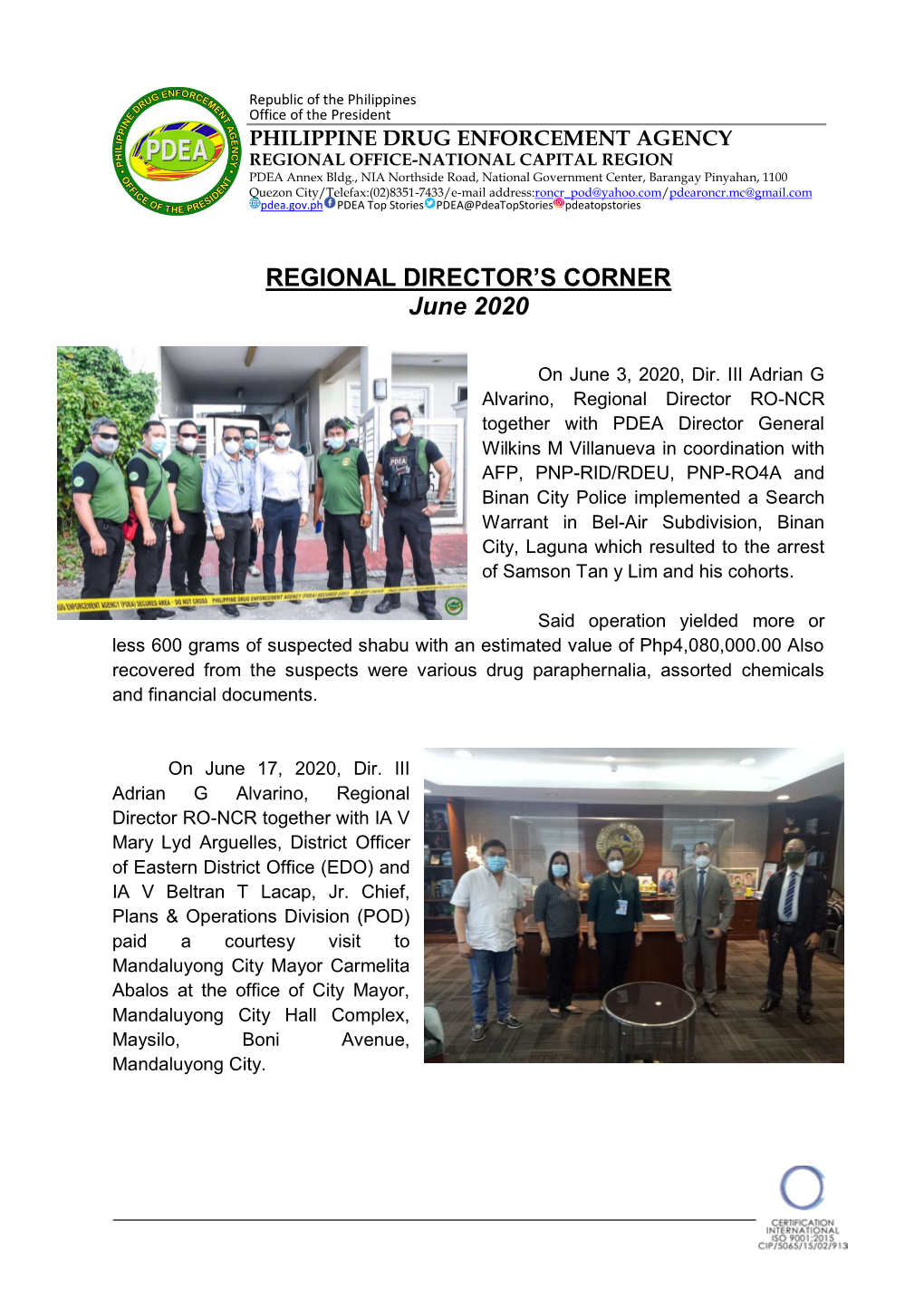 REGIONAL DIRECTOR's CORNER June 2020