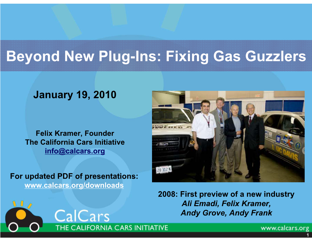 Beyond New Plug-Ins: Fixing Gas Guzzlers