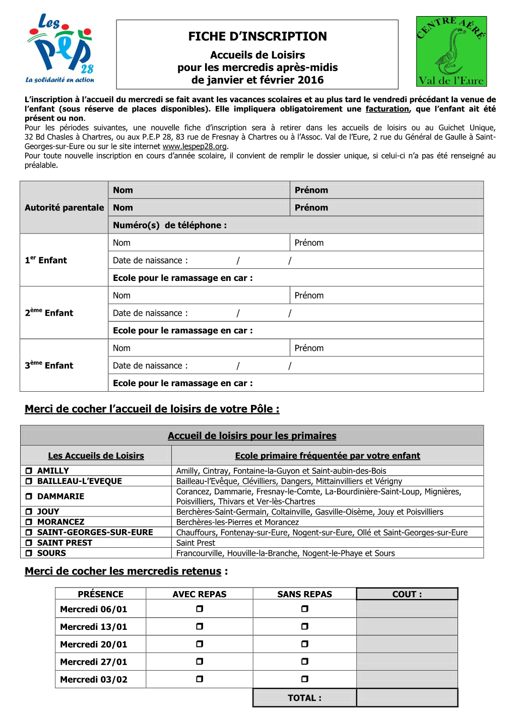 Fiche D'inscription