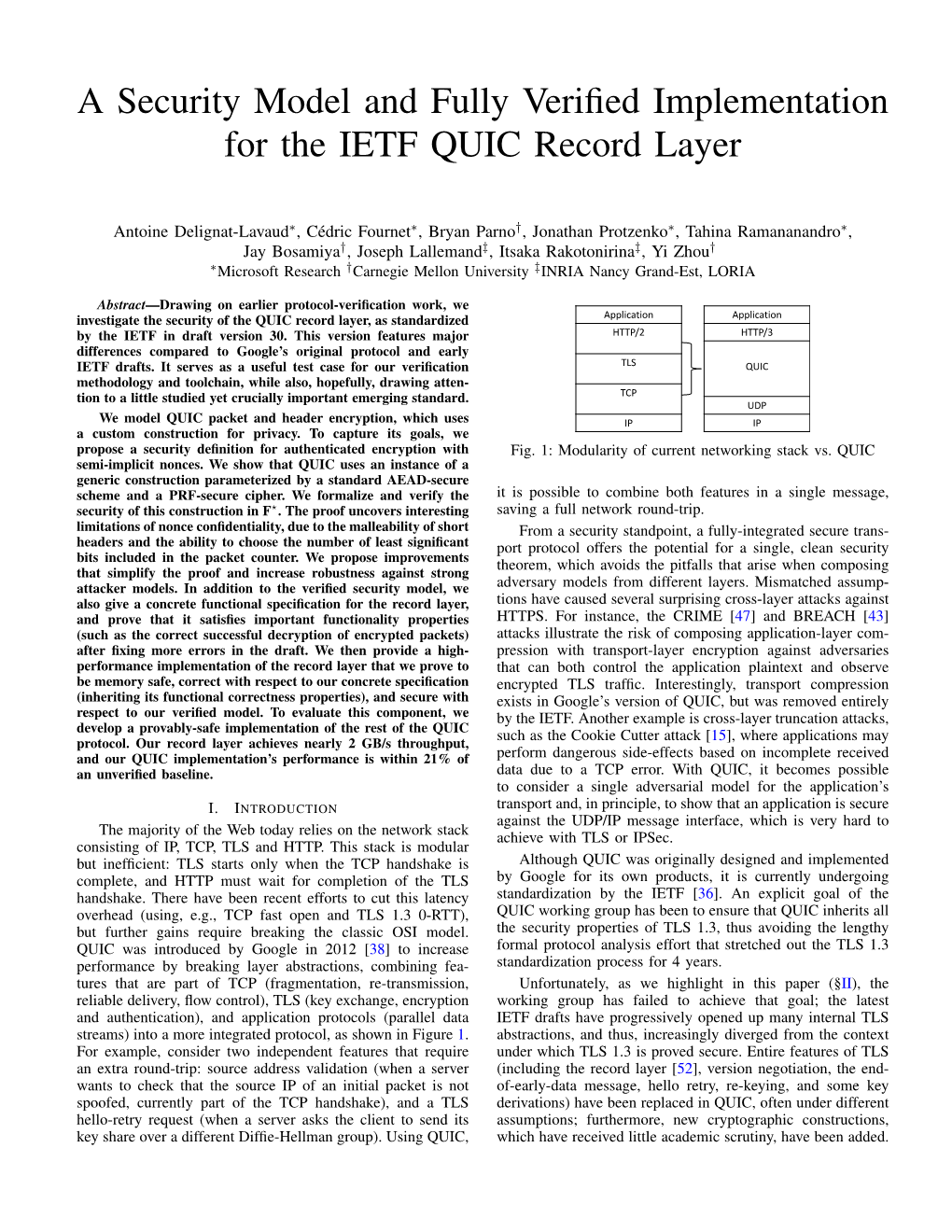 QUIC Record Layer