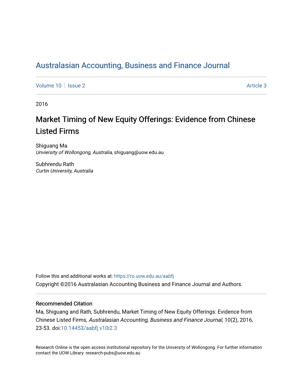 Market Timing of New Equity Offerings: Evidence from Chinese Listed Firms