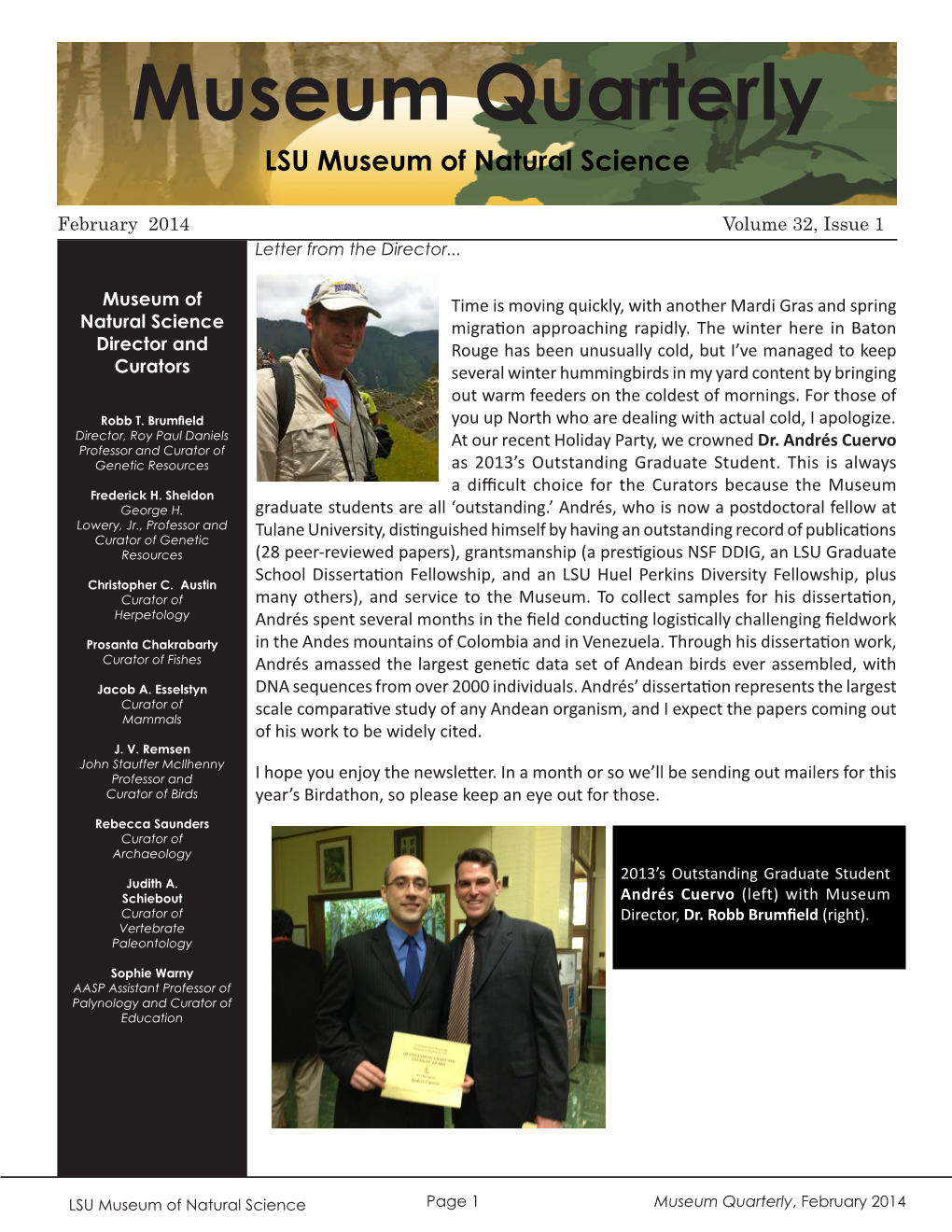 Museum Quarterly Newsletter February 2014