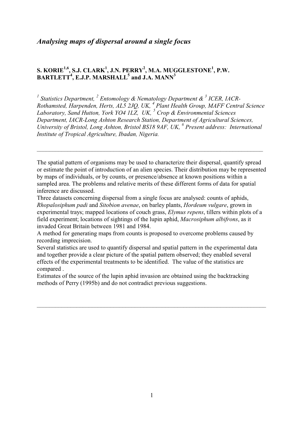 Spatial Analysis of Mapped Data: Using Spatial Indices to Compare T