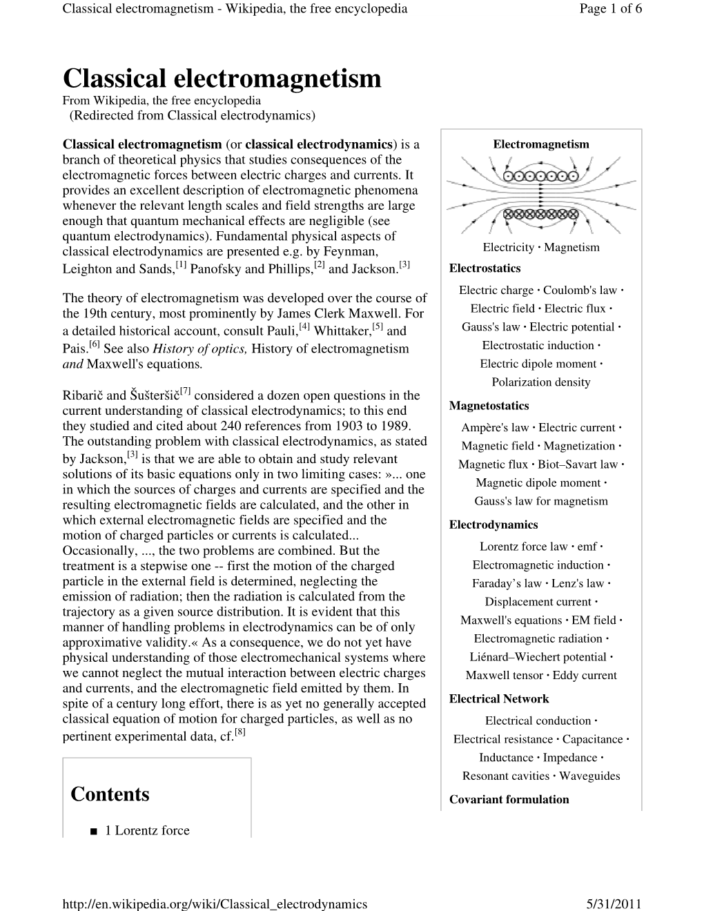 Classical Electromagnetism - Wikipedia, the Free Encyclopedia Page 1 of 6