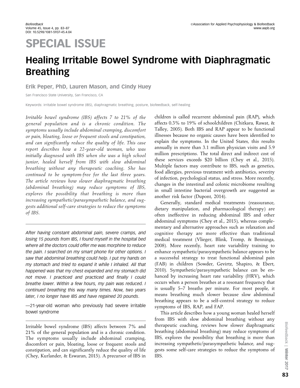 Healing Irritable Bowel Syndrome with Diaphragmatic Breathing