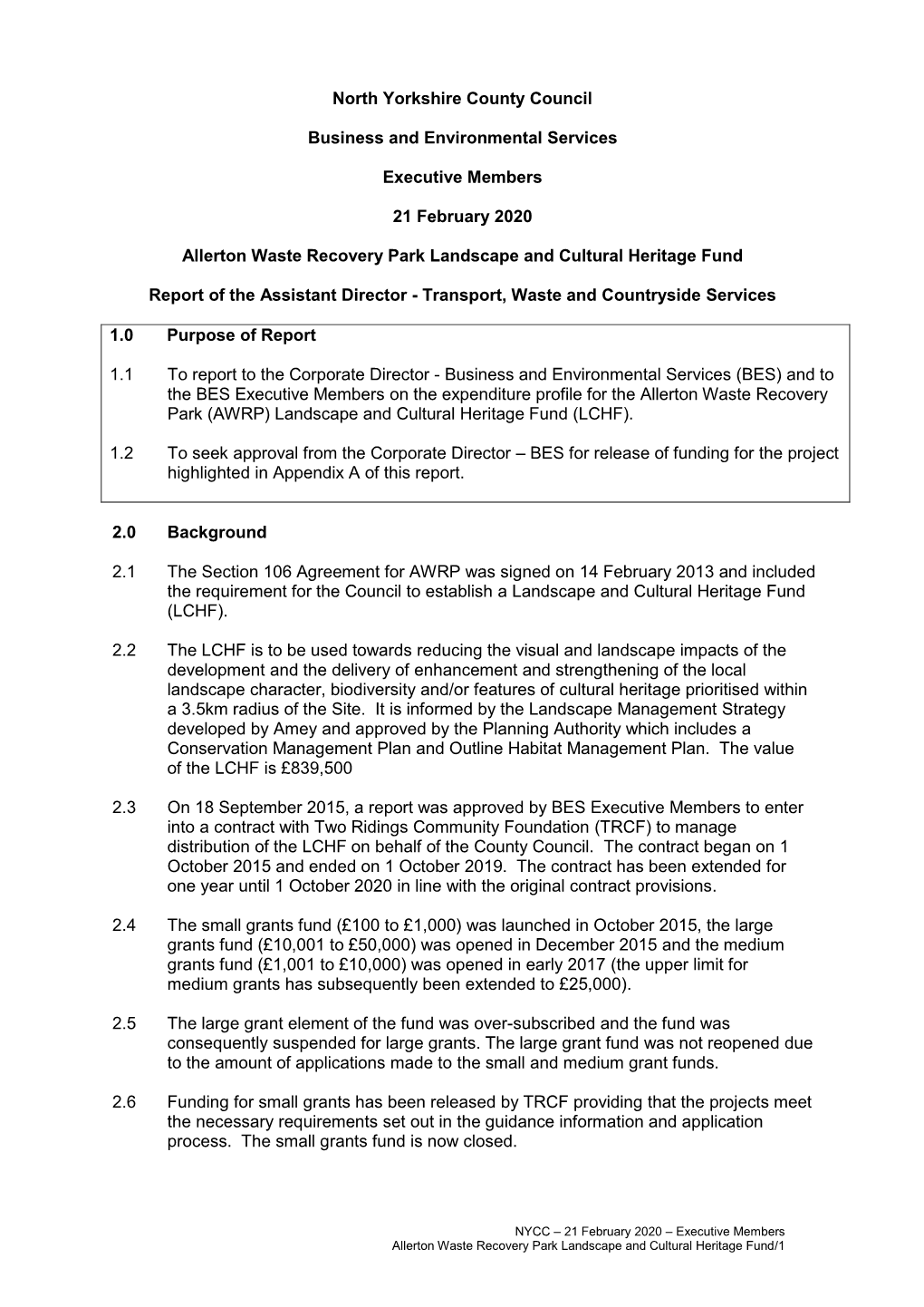 Allerton Waste Recovery Park Landscape and Cultural Heritage Fund