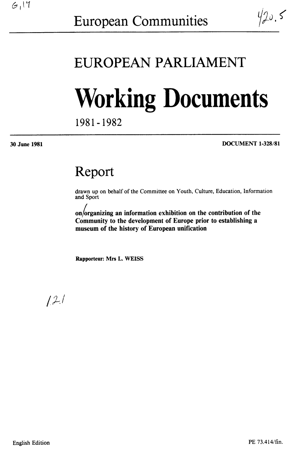 Wbrking Documents 1981 - 1982