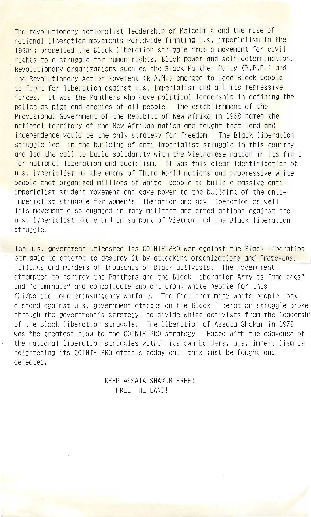 The Revolutionary Nationalist Leadership of Malcolm X and the Rise of National Liberation Movements Worldwide Fighting U,S