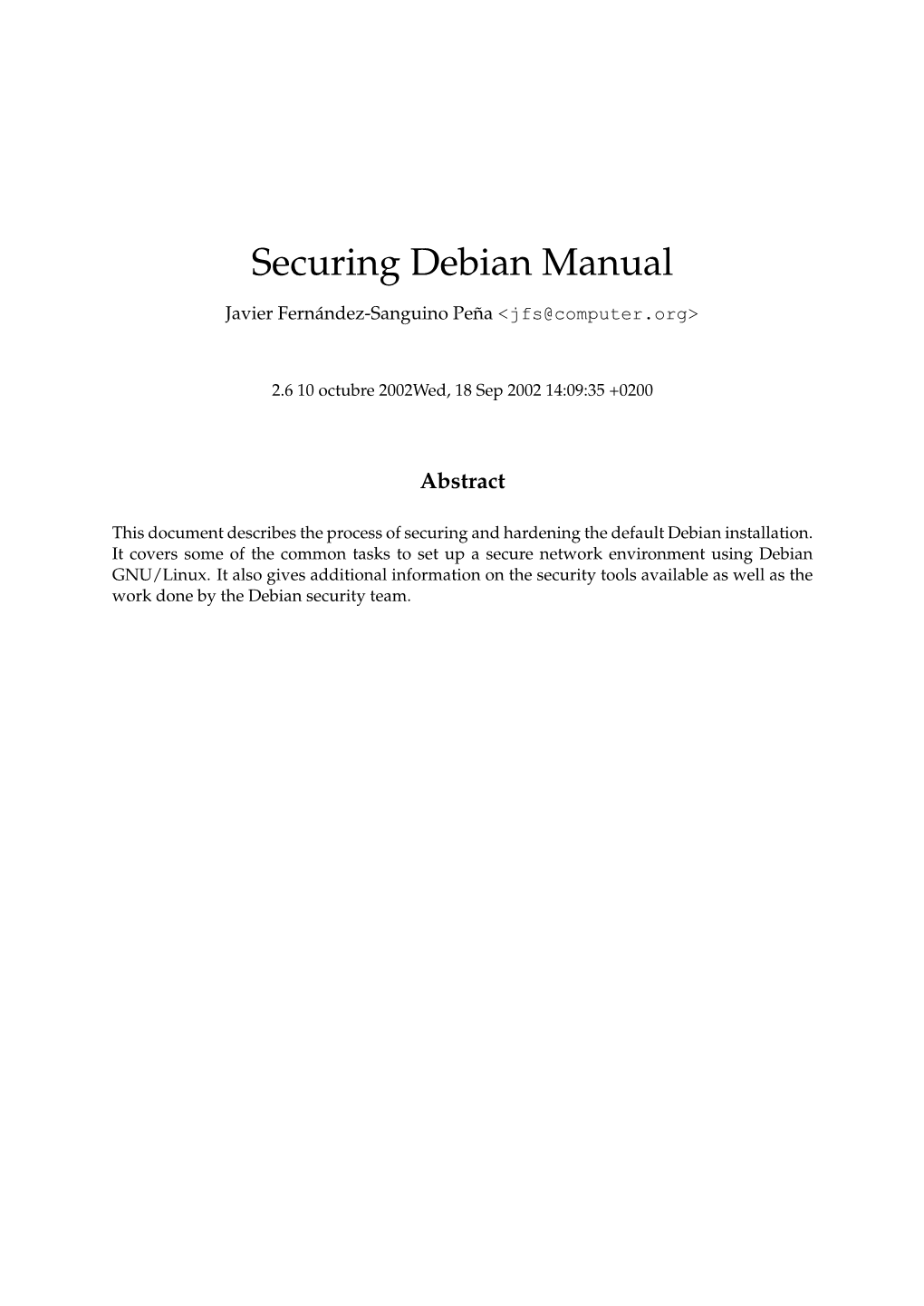 Securing Debian Manual